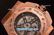 Hublot Big Bang Ferrari Swiss Valjoux 7750-SHG Automatic Rose Gold Case with Black Dial Stick/Numeral Marekrs and Black Rubber Strap