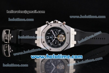 Audemars Piguet Royal Oak Offshore Tourbillon Automatic Movement Black Grid Dial with White Number Markers and Black Rubber Strap