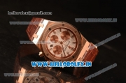 Audemars Piguet Royal Oak Chrono Rose Gold Case White Dial 7750 Automatic Brown Leather