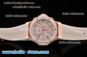 Hublot Big Bang Chrono Clone HUB4100 Automatic Rose Gold/Ceramic Case with White Rubber Strap White Dial