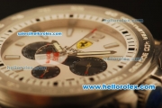 Ferrari Chronogaph Swiss ETA Quartz Full Steel with White Dial and 7750 Coating