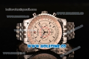 Breitling Montbrillant Chronograph Quartz Movement Silver Case with Beige Dial and Silver Stick Marker-SSband
