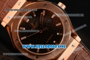 Hublot Classic Fusion 9015 Auto Rose Gold Case with Black Dial and Brown Leather Strap