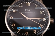 IWC Portugieser Asia 2813 Automatic Full Steel with Black Dial and Silver Arabic Numeral Markers