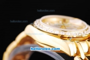 Rolex Datejust Oyster Perpetual Automatic Full Rose Gold with Diamond Bezel,White Dial and Diamond Marking-Lady Size