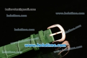 Franck Muller Art Deco Miyota Quartz Rose Gold Case with Green Leather Bracelet White Dial and Black Markers