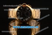 Cartier Ballon Bleu De Chrono Swiss Valjoux 7750 Automatic Yellow Gold Case with Black Dial and Yellow Gold Bracelet - (H)