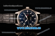 IWC Pilot's Watch Mark XVII Swiss ETA 2892 Automatic Steel Case with Blue Dial and Black Leather Strap - White Arabic Numeral Markers