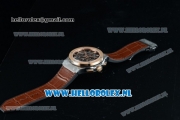 Hublot Classic Fusion Chronograph Swiss Valjoux 7750 Automatic Rose Gold Case with Grey Dial Stick Markers and Brown Genuine Leather Strap