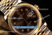 Rolex Datejust 37mm Swiss ETA 2836 Automatic Two Tone with Pink Dial and Diamonds Markers