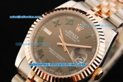 Rolex Datejust Oyster Perpetual Automatic Movement Steel Case with Green Roman Numerals and Two Tone Strap