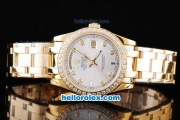 Rolex Day-Date Oyster Perpetual Automatic Full Gold with Diamond Bezel and White Dial