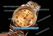 Rolex Datejust 37mm Swiss ETA 2836 Automatic Two Tone with Gold Dial and Roman Diamonds Markers