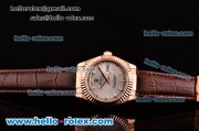 Rolex Day-Date Asia 2813 Automatic Rose Gold Case with Brown Leather Strap Stick Markers and White Dial