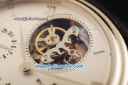 BlancPain Le Brassus Swiss Tourbillon Manual Winding Movement Steel Case with White Dial and Black Leather Strap