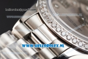 Rolex Datejust Swiss ETA 2671 Automatic Steel Case with Silver Dial Diamonds Markers Diamonds Bezel and Steel Bracelet (BP)