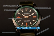 Rolex Milgauss Asia Automatic PVD Case with Stick Markers and Army Green Nylon Strap