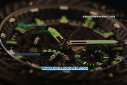 Hublot King Power F1 Swiss Valjoux 7750 Automatic CF Case with Skeleton Dial and Black Rubber Strap-Green Markers