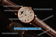 IWC Portofino Vintage Moonphase Asia 6497 Manual Winding Rose Gold Case with White Dial and Brown Leather Strap - (AAAF)