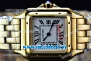 Cartier Santos 100 Japanese Miyota Quartz Yellow Gold Case with White Dial Roman Numberal Markers and Yellow Gold Bracelet