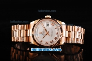 Rolex Day Date Swiss ETA 2836 Automatic Movement Full Rose Gold with White Dial and Rose Gold Roman Markers