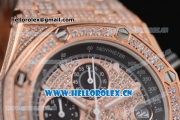 Audemars Piguet Royal Oak Offshore Seiko VK67 Quartz Rose Gold/Diamonds Case with Rose Gold Dial Diamonds Bezel and Arabic Numeral Markers