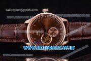 IWC Portugueser Tourbillon Hand-Wound Asia 2813 Automatic Rose Gold Case with Brown Dial Brown Leather Strap and Arabic Numeral Markers