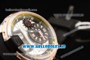 HYT H1 Clone HTY Cal.101 Manual Winding Rose Gold Case with White Dial Arabic Numeral Markers and Rubber Strap