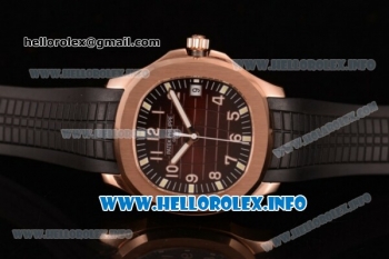 Patek Philippe Aquanaut Clone 3120 Automatic Rose Gold Case with Brown Dial Arabic Number Markers and Black Rubber Strap (BP)