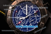 Breitling Avenger Skyland Chrono Swiss Quartz PVD Case with Blue Dial and Yellow/Black Nylon Strap