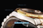 Rolex Datejust Automatic Movement White Border with Gold Stick Markers and Gold Bezel-18K Gold Never Fade