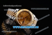 Rolex Datejust II Asia 2813 Automatic Two Tone Case/Bracelet with Yellow Gold Dial and Diamonds Markers (BP)