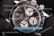 Rolex Daytona Vintage Edition Miyota Quartz Steel Case with Black Dial Stick Markers and Black Nylon Strap (GF)