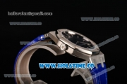 Audemars Piguet Royal Oak Lady Swiss Quartz Steel Case with Blue Leather Strap Blue Dial and Stick Markers