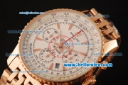 Breitling Montbrillant Swiss Valjoux 7750 Automatic Full Rose Gold with White Dial and Stick Markers