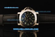 Panerai Luminor Daylight Pam196 Automatic with Black Dial,Green Marking and Black Leather Strap