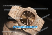 Patek Philippe NAUTILUS All Diamond Rose Gold Case With Clone Original Movement 1:1 Clone