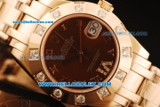 Rolex Datejust Swiss ETA 2836 Automatic Movement Full Rose Gold with Brown Dial and Diamond Bezel