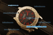 U-Boat Italo Fontana U-42 Asia 6497 Manual Winding Steel Case with Black Dial and Black Leather Strap-Red Markers