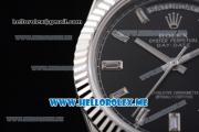 Rolex Day-Date Swiss ETA 2836 Automatic Stainless Steel Case/Bracelet with Black Dial and Stick Markers (BP)