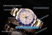 Rolex Yachtmaster II Swiss Valjoux 7750 Automatic Yellow Gold/Steel Case with White Dial Blue Bezel and Dot Markers (BP)