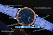 Patek Philippe Calatrava Miyota Quartz Rose Gold Case with Stick Markers and Blue Dial