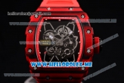 Richard Mille RM 35-01 RAFA Miyota 9015 Automatic PVD Case with Skeleton Dial and Red Rubber Strap Dot Markers