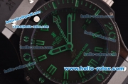 Hublot Big Bang King Swiss Valjoux 7750 Automatic Movement PVD Case with Black Dial and Green Stick Hour Markers