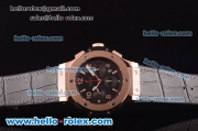 Hublot Big Bang Swiss Valjoux 7750 Automatic Rose Gold Case with Black Dial and Black Rubber Strap