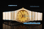 Omega Constellation Swiss ETA 2836 Automatic Movement Steel Case with Yellow Dial and Diamond Markers/Bezel