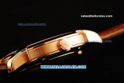 Vacheron Constantin Malte Swiss ETA 2824 Automatic Rose Gold Case with White Dial and Brown Leather Strap