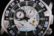 Ferrari Working Chronograph with Black Graduated Bezel and White Dial-Small Calendar and Rubber Strap