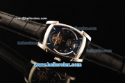 Parmigiani Kalpa XL Swiss Tourbillon Manual Winding Movement Steel Case with Black Leather Strap