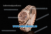 Rolex Datejust Swiss ETA 2671 Automatic Rose Gold Case with Brown Dial Stick Markers and Rose Gold Bracelet (BP)